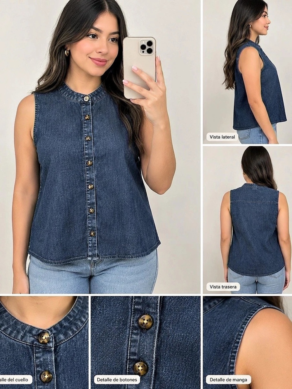 Ann Taylor Denim Sleeveless Button Down Top Size Small NWT
